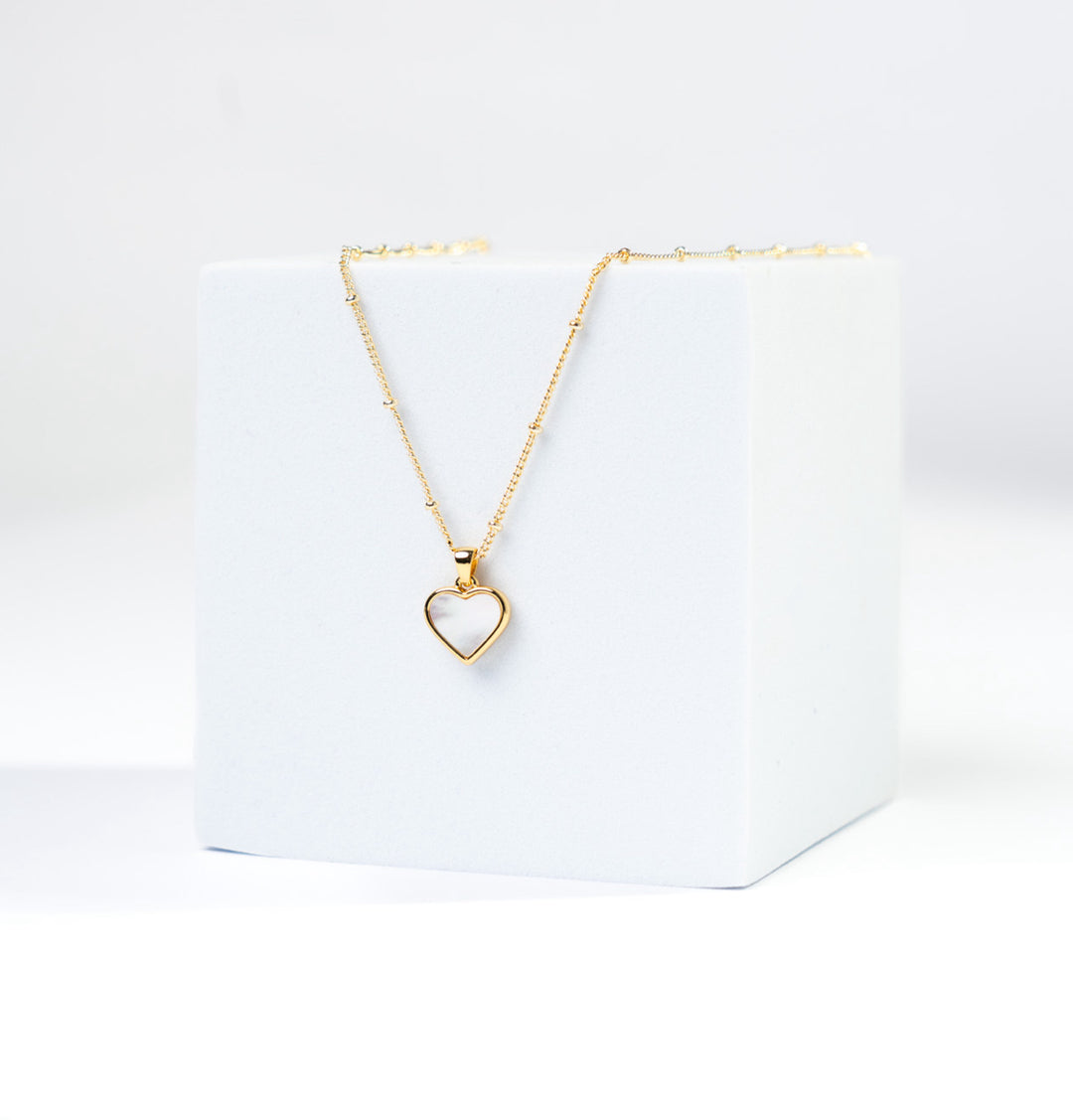 Ava mother of pearl heart necklace