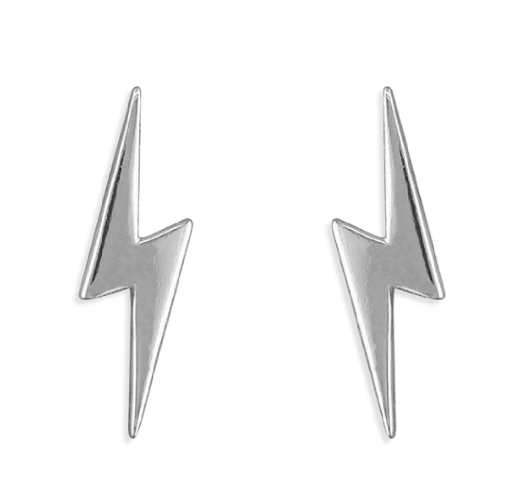 Rebecca Silver lightning bolt studs