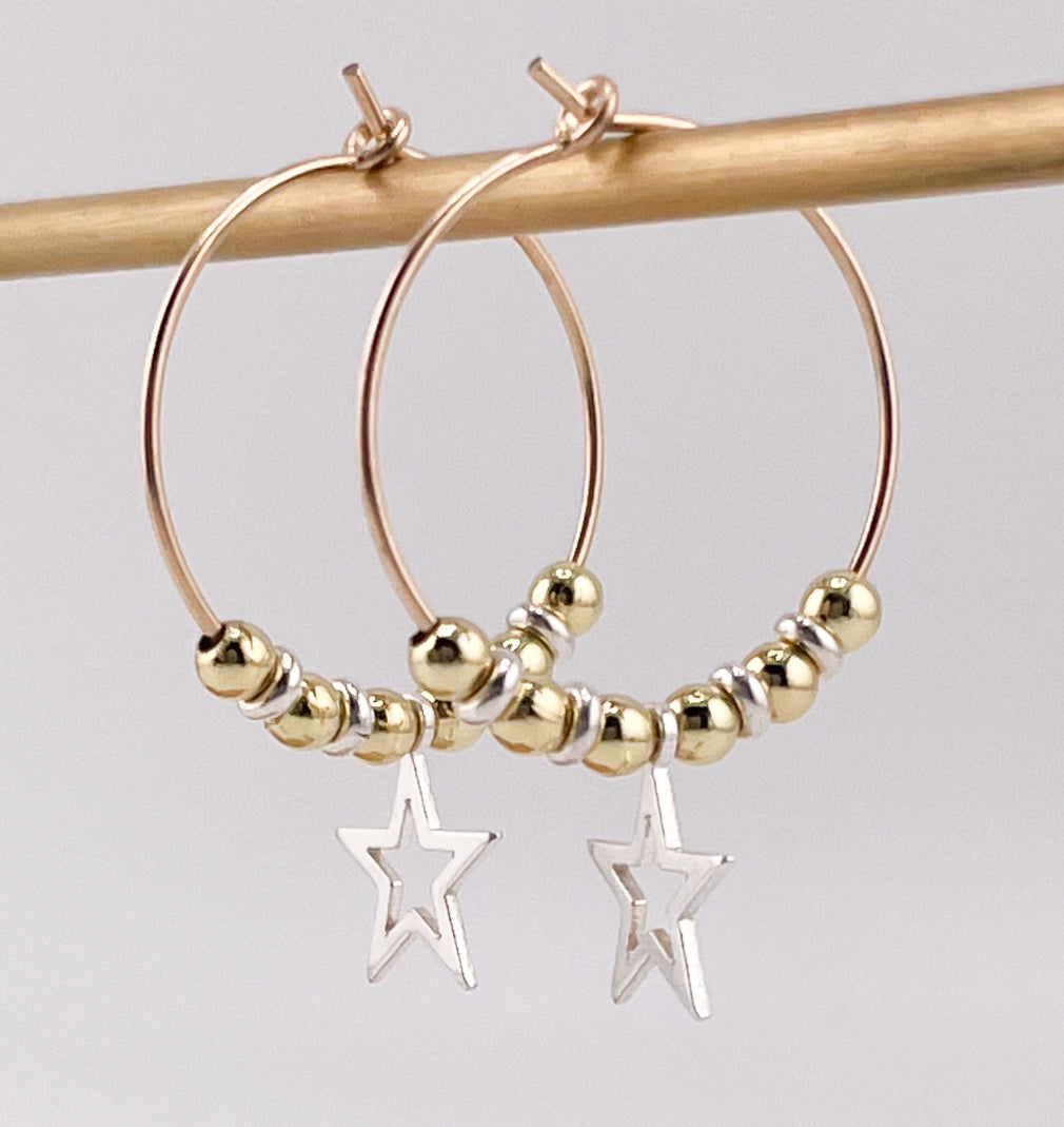 Evelina silver star hoops