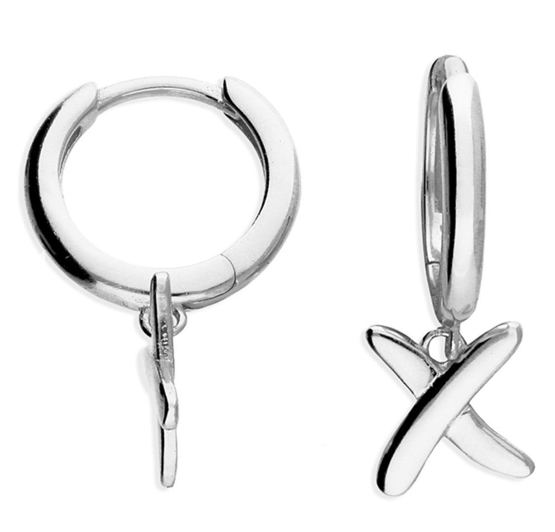 X charm Huggies     Silver