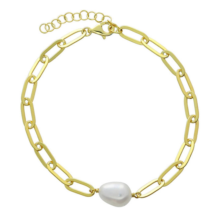 Rumi paperclip pearl bracelet