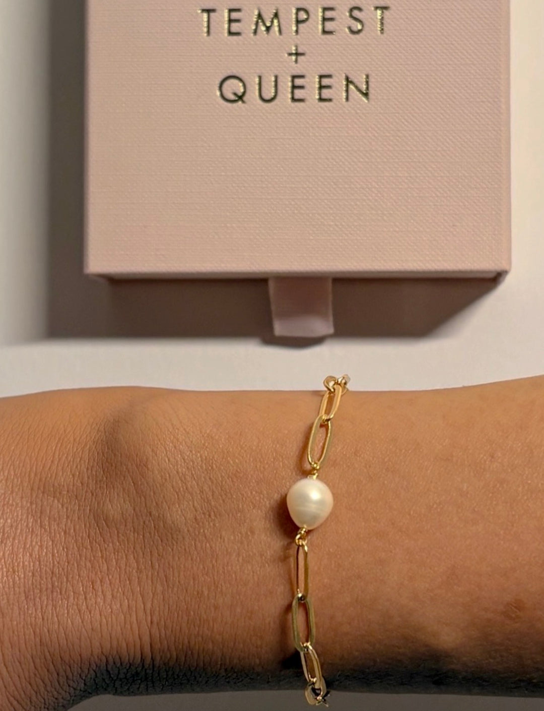 Rumi paperclip pearl bracelet