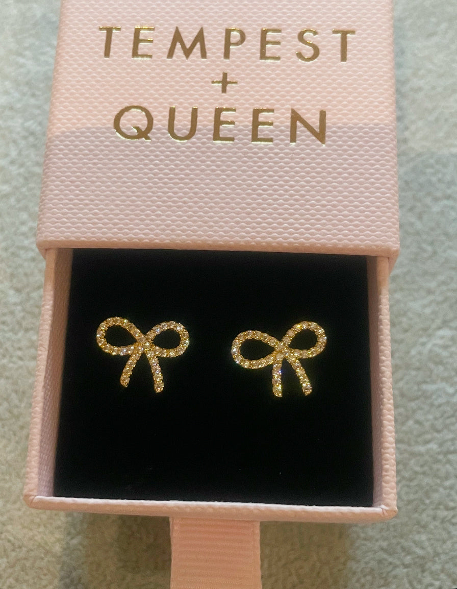 Crystal bow earrings