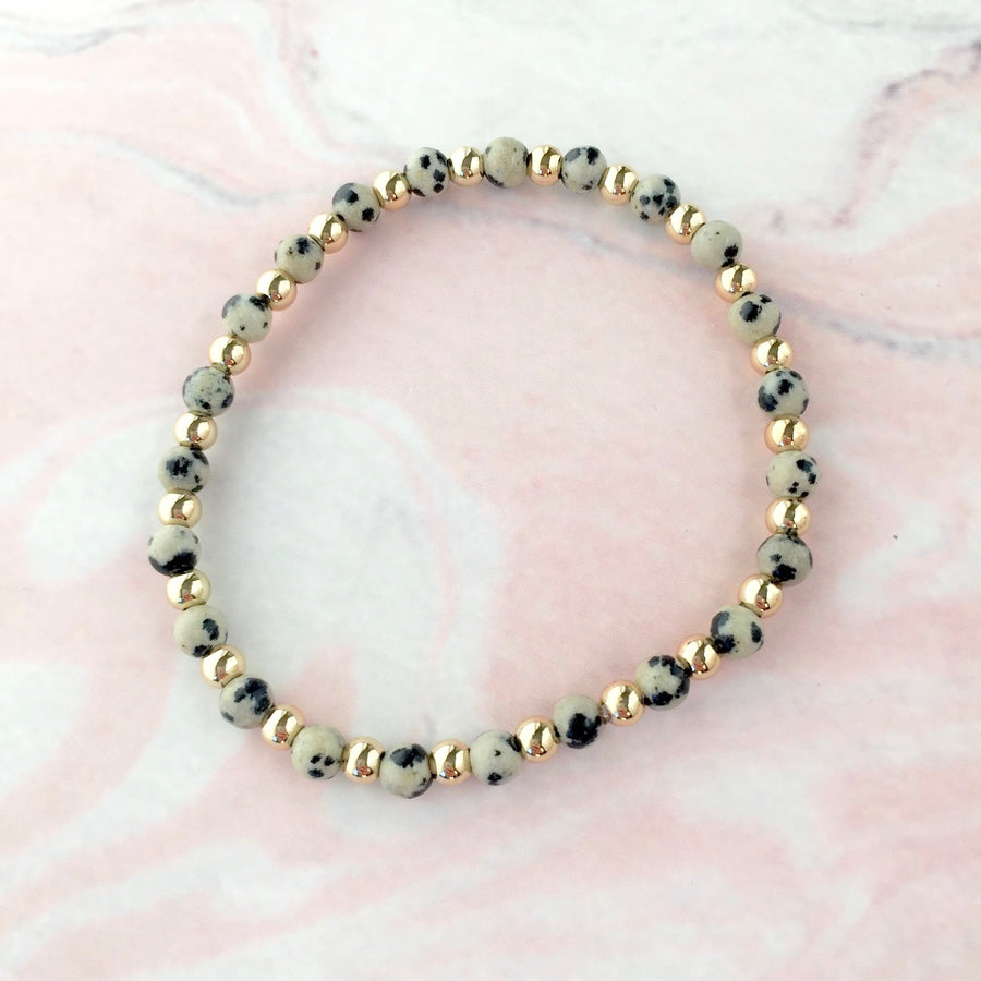 Leopard jasper gold ball bracelet