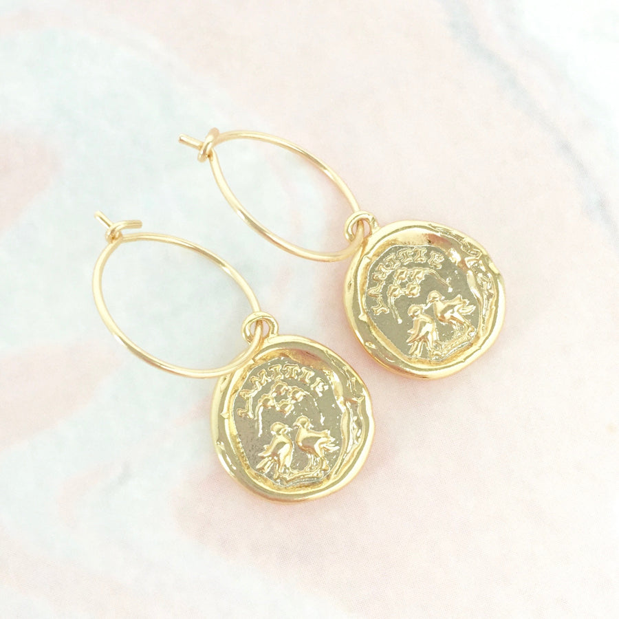 Salinas coin gold filled hoops