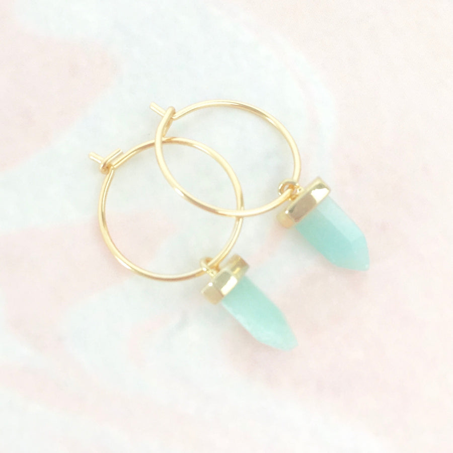 Amity amazonite gold filled hoops