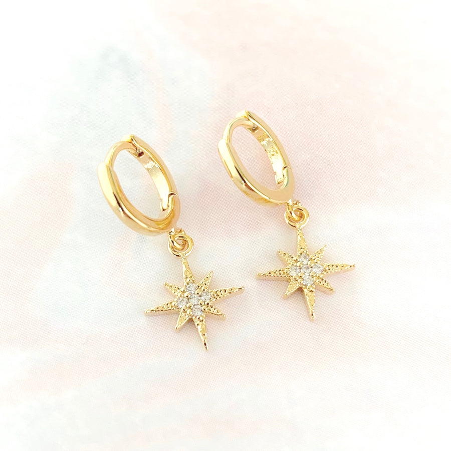 Polaris crystal star huggies (gold and silver)