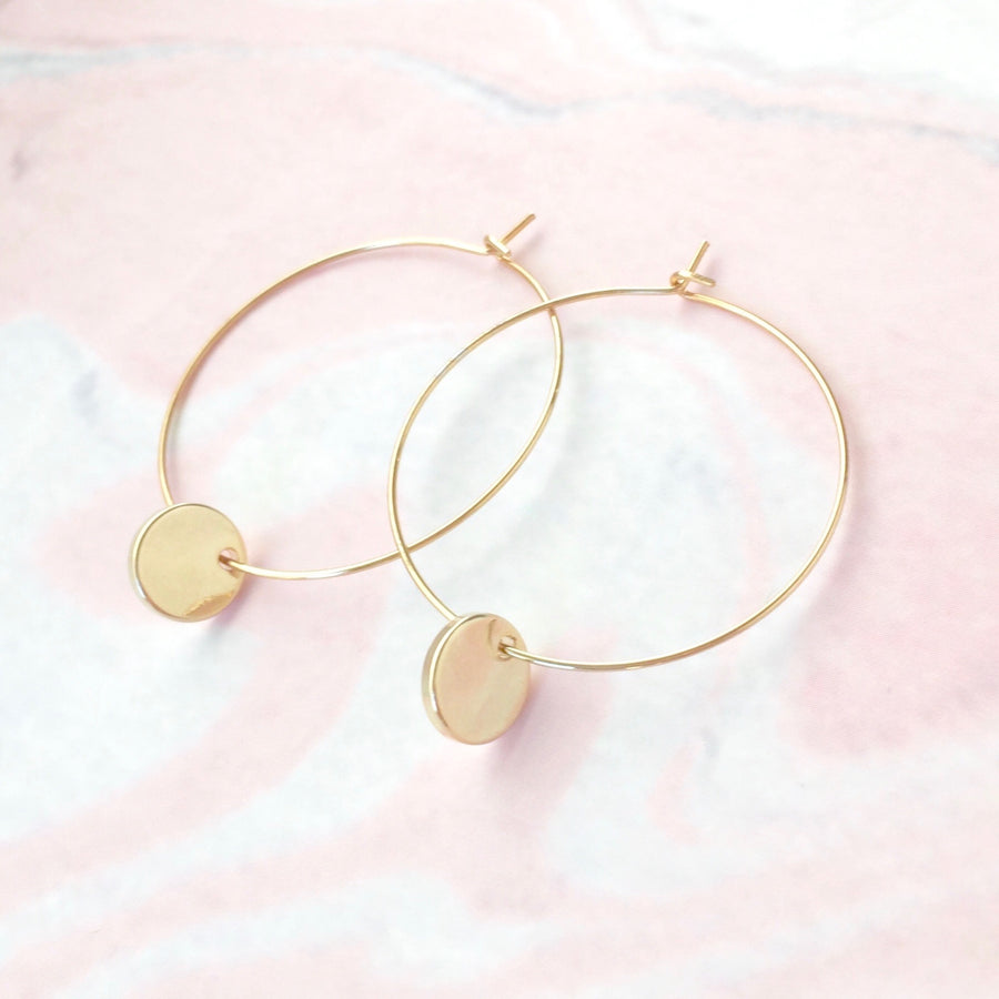 Simple charm gold filled hoops