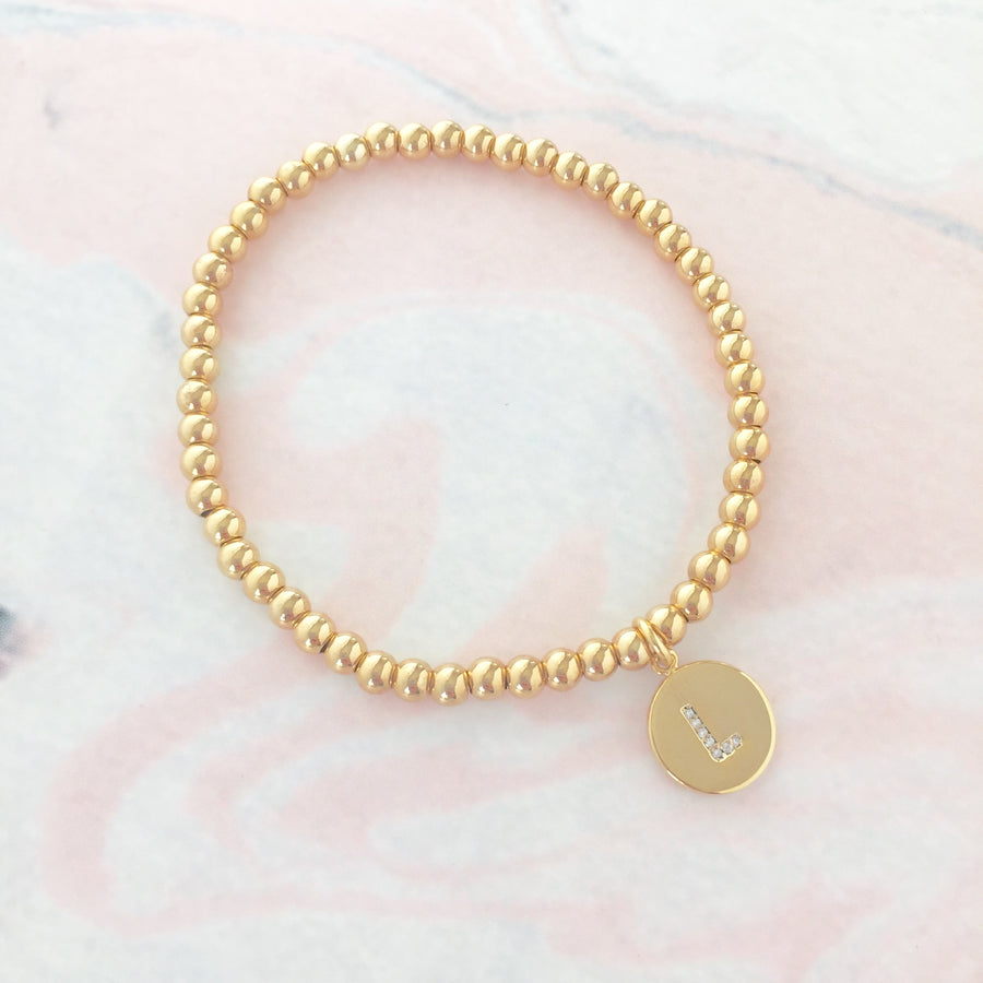 Entice crystal initial ball bracelet